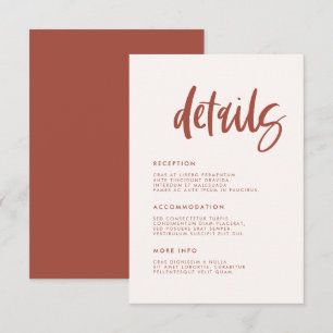 Moderne und elegante schneerosa Hochzeitsdetails Begleitkarte