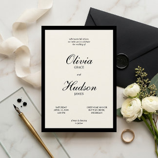 Moderne und elegante schwarze Umrandung Schrift Ho Einladung
