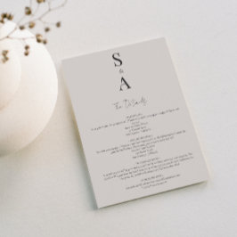 Moderne und elegante Script- und Monogram-Hochzeit Begleitkarte