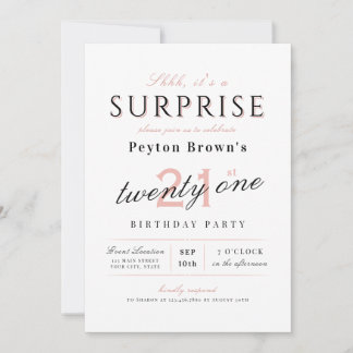 Moderne und elegante Überraschung zum 21. Geburtst Einladung
