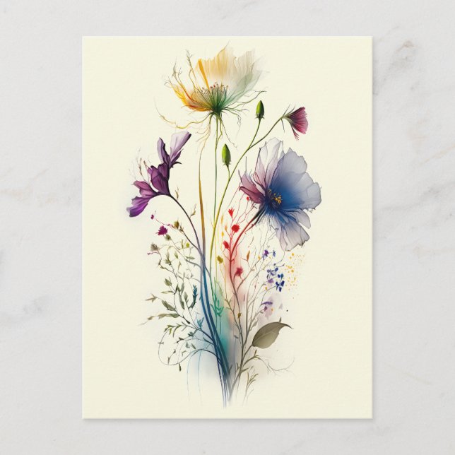 Moderne und elegante Wasserfarben-Wildblumen Postkarte (Vorderseite)