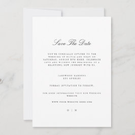Moderne und elegante, weiße Save the Date Hochzeit Ankündigung