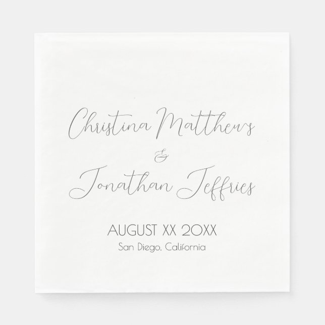 Moderne und elegante White Wedding Serviette (Vorderseite)