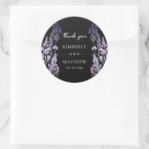 Moderne und elegante wilde Blumen rustikale Hochze Runder Aufkleber