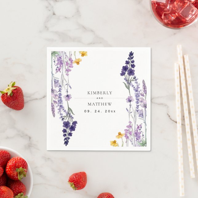 Moderne und elegante wilde Blumen rustikale Hochze Serviette (Beispiel)