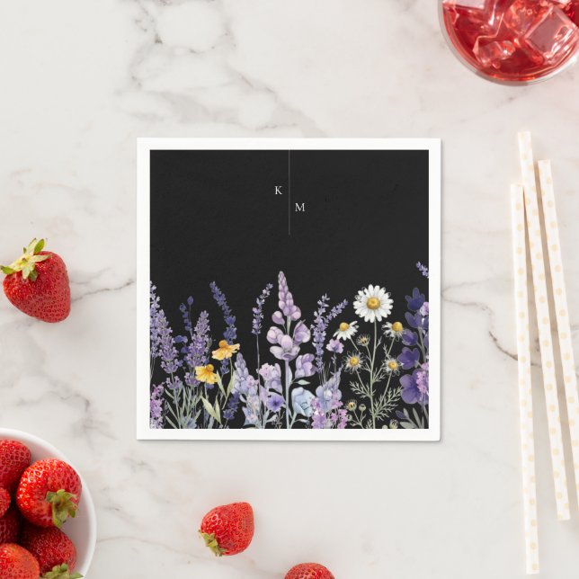 Moderne und elegante wilde Blumen rustikale Hochze Serviette (Beispiel)
