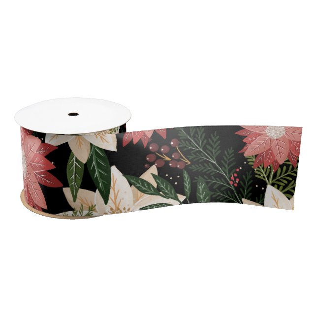 Moderne und festliche Botanische Poinsettie Satinband (Spule)