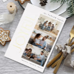 Moderne und fröhliche Familie 3 Foto Weihnachten G Folien Feiertagskarte<br><div class="desc">Lass dieses Jahr gimmicky Urlaubskarten und entscheide dich für etwas Sinnvolleres und Erinnerlicheres, um deinen stilvollen Geist dieser Feriensaison widerzuspiegeln. Die schwarz-weiße Foto-Urlaubskarte im nüchternen, minimalistischen Stil zeichnet sich durch ihre kühne und wunderschöne moderne Typografie in Goldfolie aus, die sicher im Auge Ihres Empfängers zeichne. Diese Karte ist im angesagten...</div>