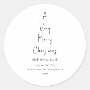 Moderne und fröhliche Weihnachtsbaum-Umschlag Aufk Runder Aufkleber