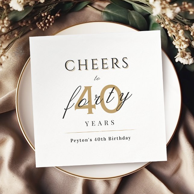 Moderne und klassische Feier zu 40 Jahren Geburtst Serviette (Modern classy cheers to 40 years birthday party napkins)