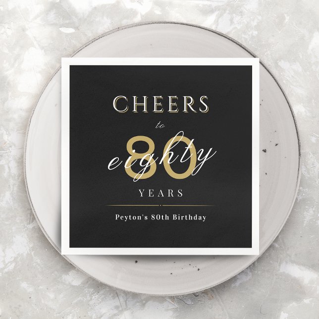 Moderne und klassische Feier zu 80 Jahren Geburtst Serviette (Modern classy cheers to 80 years birthday party napkins)