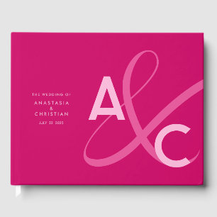 Moderne und kühne Magenta-Hochzeit Gästebuch