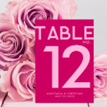 Moderne und kühne Magenta Tischnummer<br><div class="desc">Mit unserer atemberaubenden Magenta Tischnummer Card, die Ihre Hochzeit mit einem Hauch von kühner und moderner Eleganz bereichern soll. Jede Karte zeichnet sich durch einen zeitgenössischen Stil aus und bietet einen lebendigen magentinischen Hintergrund, der sich wunderbar von der raffinierten Palette Ihrer Hochzeitsdekoration abhebt. Der schlanke, minimalistische und kühne Schriftart fügt...</div>