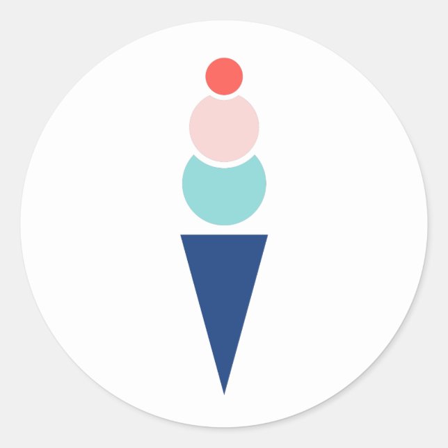 Moderne und lustige Eiscreme in Blau und Rosa Runder Aufkleber (Vorderseite)