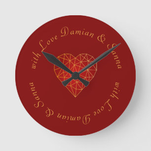 moderne und luxuriöse geometrische Liebe aus goldf Runde Wanduhr