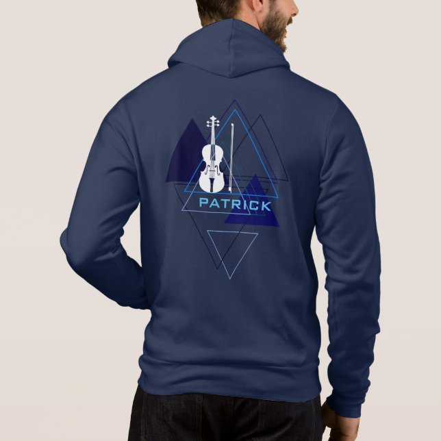 Moderne und maskuline Navy Blue Music Violin Desig Hoodie (Rückseite)