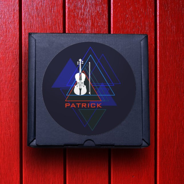 Moderne und maskuline Navy Blue Music Violin Desig Runder Aufkleber (Von Creator hochgeladen)