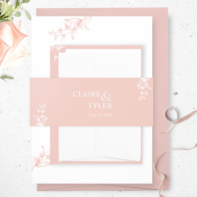 Moderne und minimale Blush Pink Hochzeit Einladungsbanderole (Von Creator hochgeladen)
