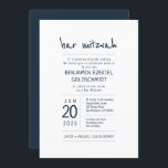 Moderne und Minimalistische Bar Mitzvah Einladung<br><div class="desc">Besteht aus spielerischer Schrift und Serifentypografie; Alles vor einem Hintergrund von weißem Hintergrund. 

Entworfen von Select Party Supplies,  exklusiv für Zazzle.

Abrufbar unter:http://www.zazzle.com/selectpartysupplies</div>