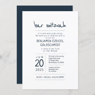 Moderne und Minimalistische Bar Mitzvah Einladung