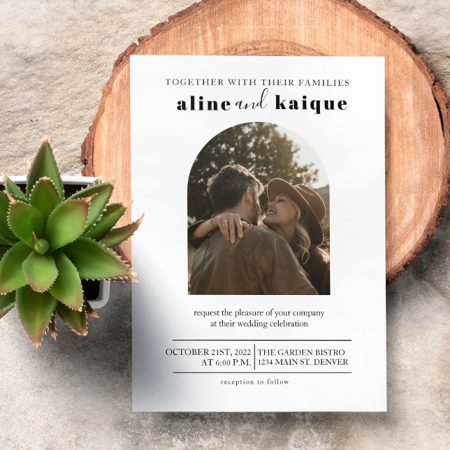 Moderne und Minimalistische Foto Hochzeit Einladung (save the date, thank you invitation, wedding card, wedding photo, photo collage, personalized photo)