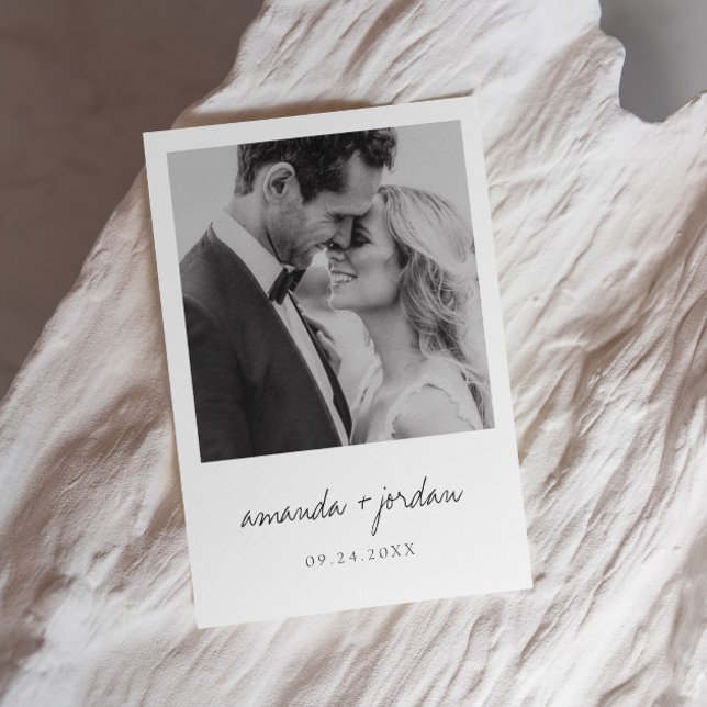 Moderne und Minimalistische Foto Hochzeit Einladung (save the date, thank you invitation, wedding card, wedding photo, photo collage, personalized photo)