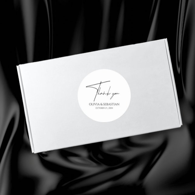 Moderne und Minimalistische Hochzeit Vielen Dank Runder Aufkleber (Von Creator hochgeladen)