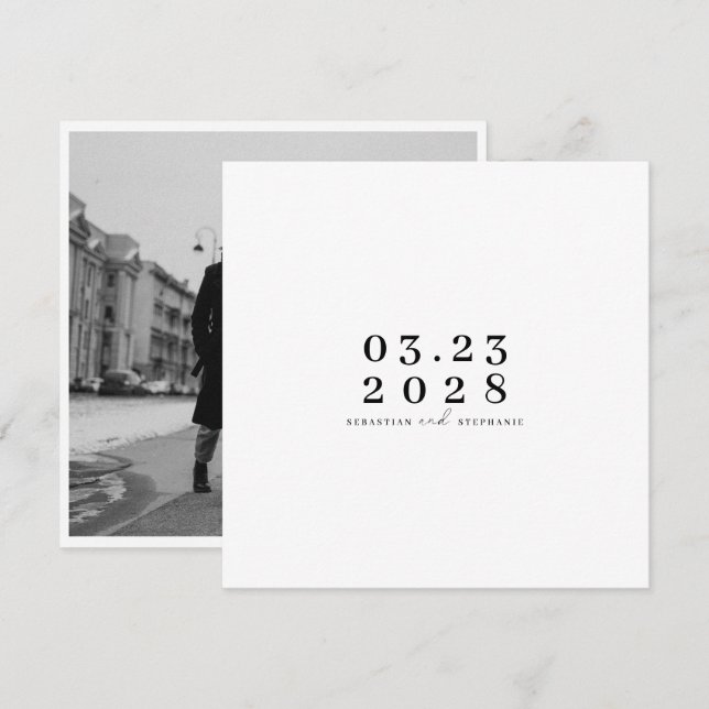 Moderne und minimalistische Save the Date Einladun Einladung (Vorne/Hinten)