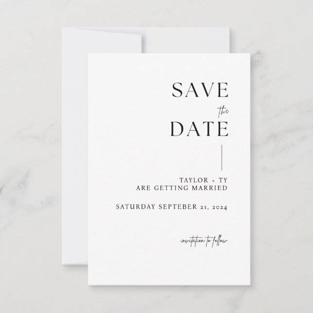 Moderne und minimalistische Save the Date-Karte Save The Date (Vorderseite)