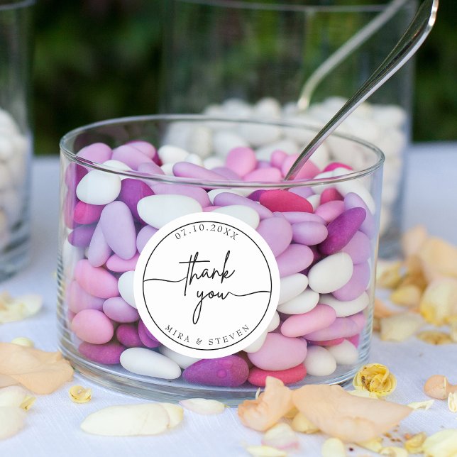 Moderne und Minimalistische Typografie danke Ihnen Runder Aufkleber (Von Creator hochgeladen)