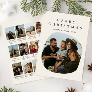Moderne und neutrale Weihnachts-Jahresrückblick-Fo Feiertagskarte