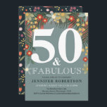 Moderne und schicke 50 und fabelhafte Einladung zu<br><div class="desc">Diese 50 und fabelhaften Einladungen sind ideal für Ihre nächste schicke und elegante 50. Geburtstagsfeier! Die Einladungen sind in marineblau gehalten,  mit einem wunderschönen Rahmen aus hellen,  modernen Blume und Platz für alle Details Ihres 50 und fabelhaften Party. Auf der Rückseite der Einladung finden Sie ein glamourös passendes Blumenmuster.</div>