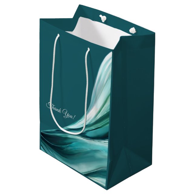 Moderne und schicke Grün- Mittlere Geschenktüte (Vorderseite Schrägansicht)
