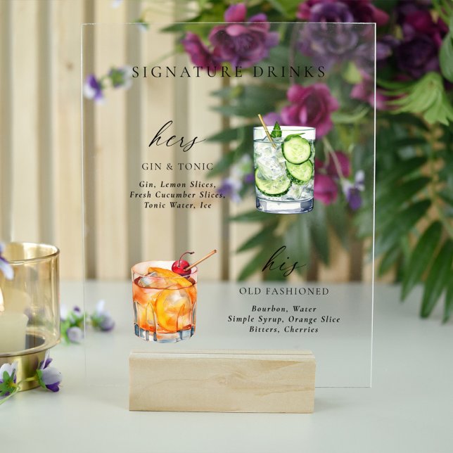 Moderne und schicke Skriptsignatur Drinks Cocktail Acrylschild (Von Creator hochgeladen)