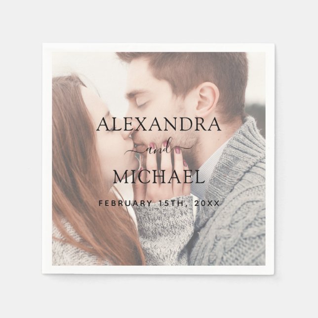 Moderne und transparente Hochzeitsempfehlung für F Serviette (Vorderseite)