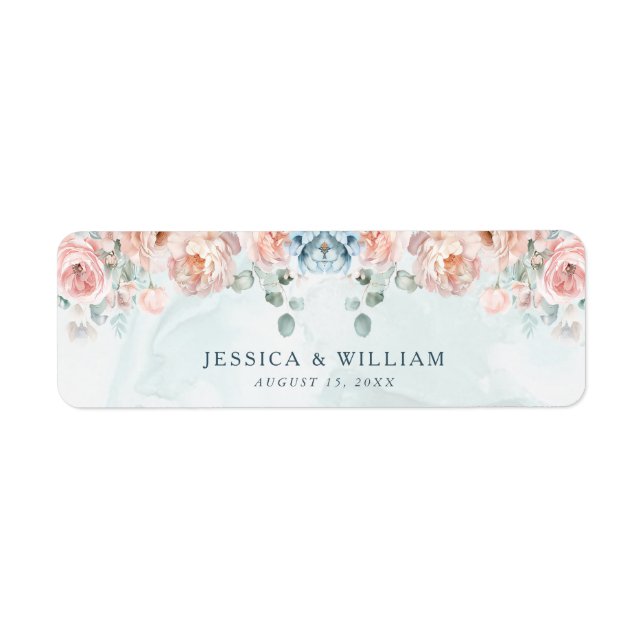 Moderne und trendy Blue Rose Wedding Rücksendeadre (Vorne)