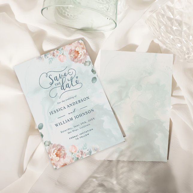 Moderne und trendy Blue Rose Wedding Save The Date (Von Creator hochgeladen)