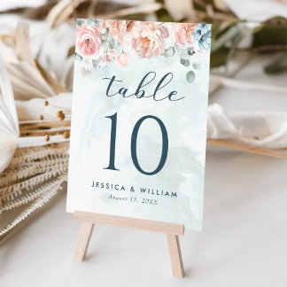 Moderne und trendy Blue Rose Wedding Tischnummer