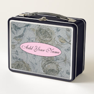 Moderne und Vintage Blumen ergänzen Ihren Text Metall Brotdose