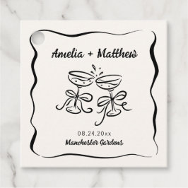 Moderne und Whimsikhandgezeichnete Hochzeit Geschenkanhänger