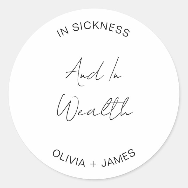 Moderne und wohlhabende Hochzeitslotterie Runder Aufkleber (Vorderseite)