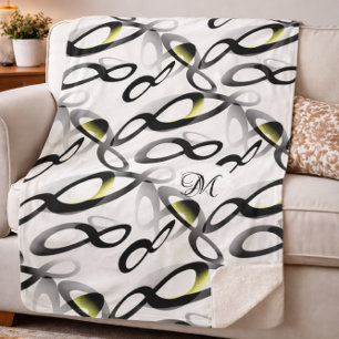 Moderne Unendlichkeitsmuster-Decke mit Monogramm Sherpadecke