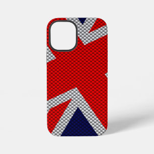 Moderne Union Jack auf Kohlefaser-Style-Druck iPhone 12 Mini Hülle