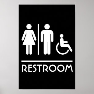 Moderne Unisex-Toilettenschilder für Geschäftstüre Poster