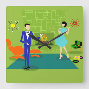 Moderne Universaluhr aus dem Mittelalter Quadratische Wanduhr