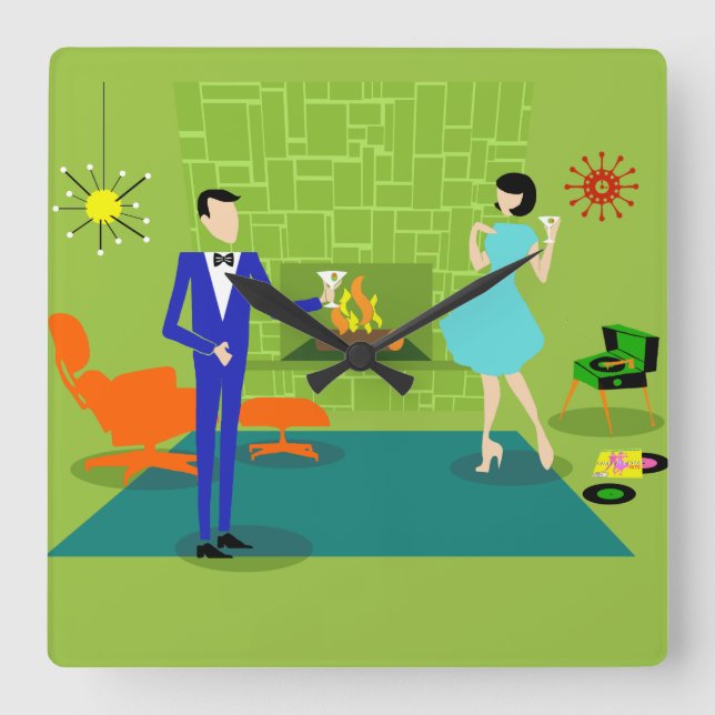 Moderne Universaluhr aus dem Mittelalter Quadratische Wanduhr (Vorderseite)