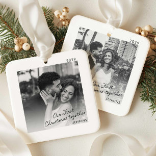 Moderne Unser Erstes Weihnachten Zusammen Foto-Orn Keramikornament