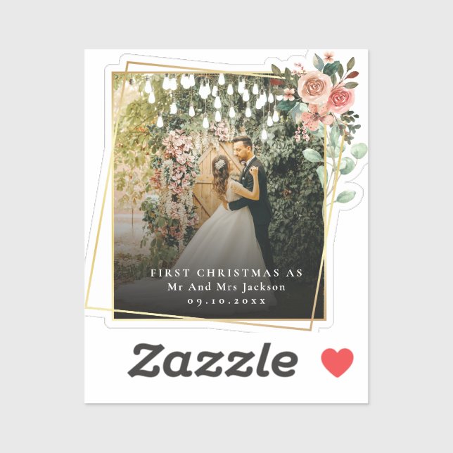 Moderne unsere ersten Weihnachten als Mr. & Mrs. F Aufkleber (Blatt)