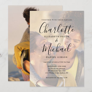 Moderne Unterschrift Schrift 2 Foto-Hochzeit Einladung