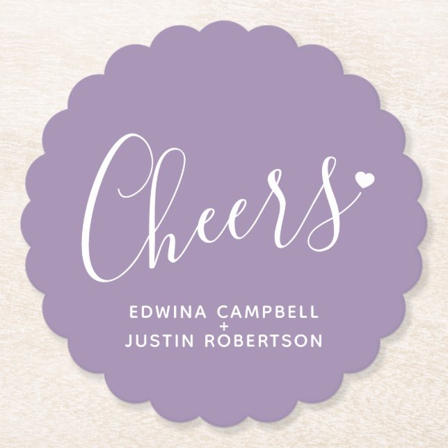 Moderne Untersetzer lila Herzensskripte (Vorderseite)